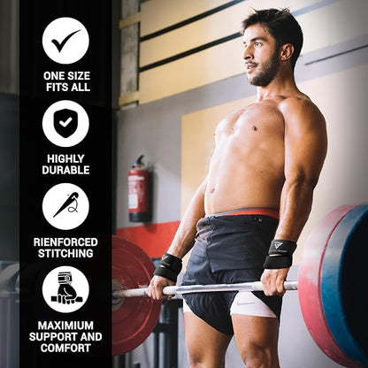 Weight Lifting Straps Figure 8, Anti Slip Strap with cuffs wrist Support for Gym Workout Deadlift Powerlifting Bodybuilding Weightlifting, Fitness Strength Training, Hand Bar Grip for Men