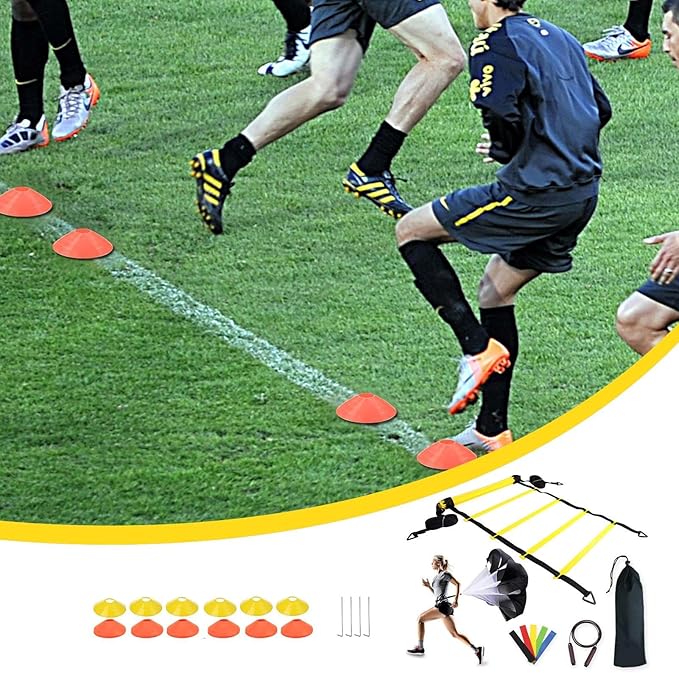 Agility Ladder Training Equipment - Speed Trainlng Gear, Adjustable Sports Set | Complete Soccer Practice Equipment, Foldable Workout Kit for Athletes, Endurance Tralning Tools for Kids Adults
