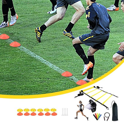 Agility Ladder Training Equipment - Speed Trainlng Gear, Adjustable Sports Set | Complete Soccer Practice Equipment, Foldable Workout Kit for Athletes, Endurance Tralning Tools for Kids Adults