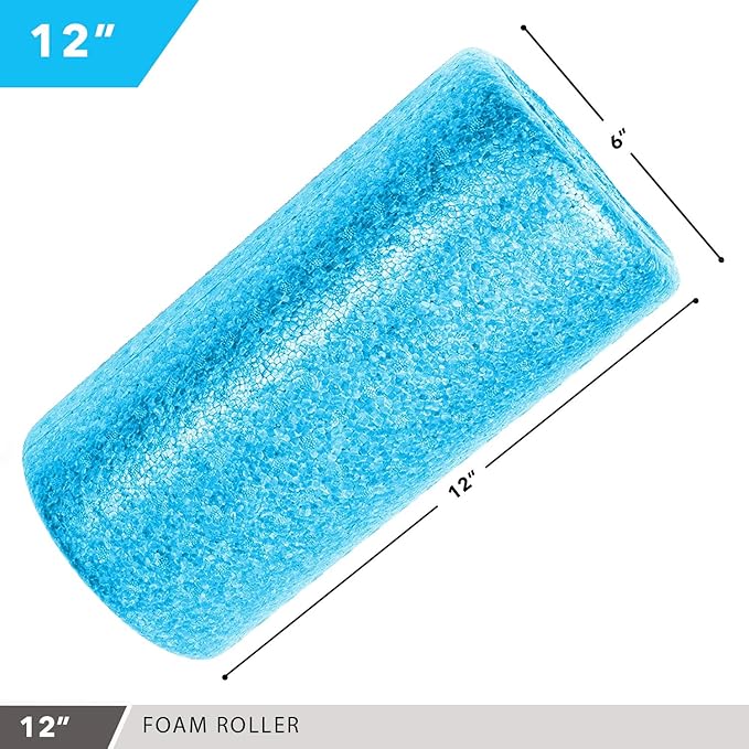Day 1 Fitness High Density Muscle Foam Rollers - Sports Massage Rollers for Stretching, Physical Therapy, Deep Tissue, Myofascial Release - Ideal for Exercise and Pain Relief – Solid Blue, 12”