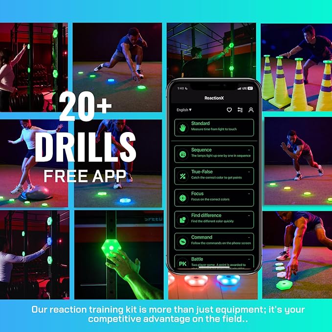 Sports Reaction Agility Lights Training Kit Improves Reaction Time & Agility for Athletes, Physical Therapists & Fitness Trainers Sports.