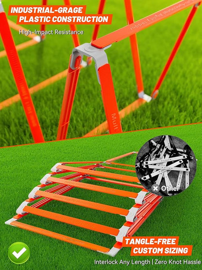 Tangle-Free Agility Ladder for Kids/Athletic – Multi-Use Speed Training Ladder for Footwork Drills/Football/Soccer/Boxing - Agility Equipment for Workout/Exercise/Fitness – 10 Rung