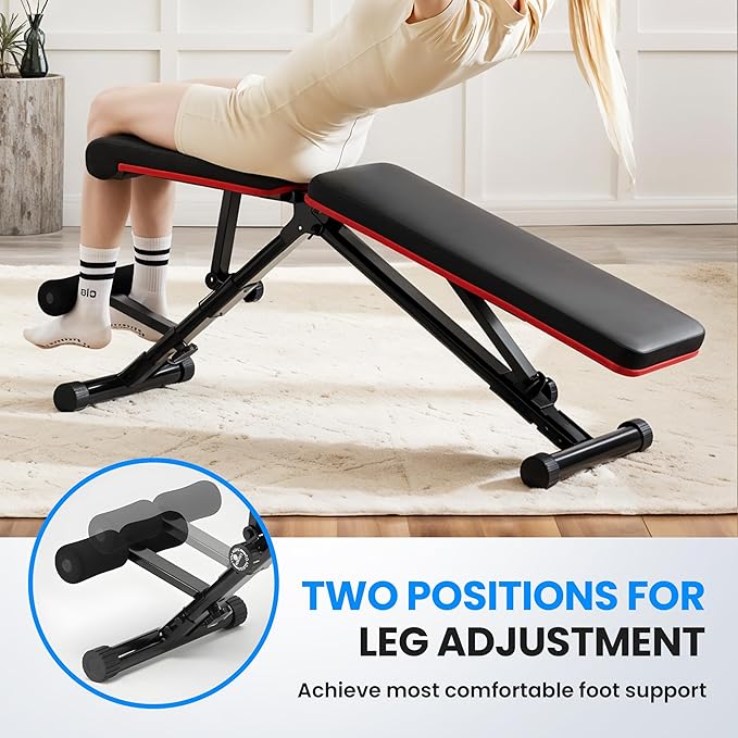 InfiniPower Foldable Adjustable Weight Bench Press 795LB for Home Gym, Full Body Workout Sit Up Exercise, Ab Exercises Strength Training, Lifting Incline Decline Flat Utility Benches, 2-Sec Folding
