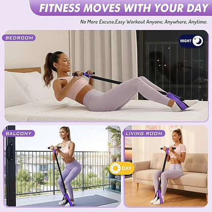 Pedal Resistance Band with Handle | Upgraded 55LBS Exercise Resistance Bands for Core, Abs, Legs, Glutes, Arms, Strength, Physical Therapy, Pilates, Sit Up Workout Equipment for Women Home Gym