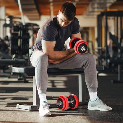 Soozier Adjustable Dumbbell Set, Convertible to Barbell Weight Set for Home Gym Women and Men Weight Lifting Training.