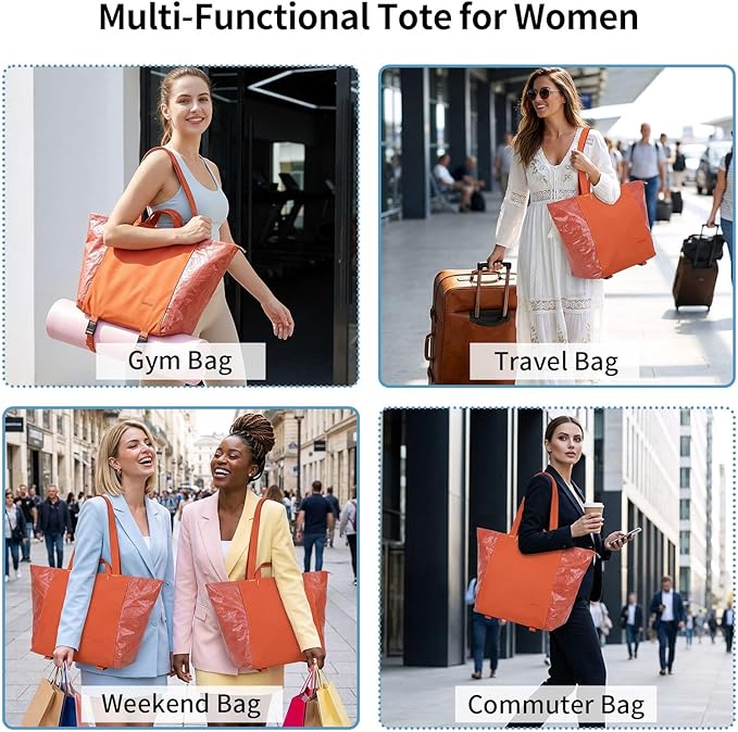 Tote Bag for Women, Lightweight Versatile Gym Travel Bags with Yoga Mat Strap, Wet Pocket, Shoe Bag & Cosmetic Pouch, Everyday Tote for Workout Fitness Pilates Swimming Work Stylish Handbag