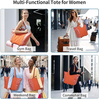 Tote Bag for Women, Lightweight Versatile Gym Travel Bags with Yoga Mat Strap, Wet Pocket, Shoe Bag & Cosmetic Pouch, Everyday Tote for Workout Fitness Pilates Swimming Work Stylish Handbag