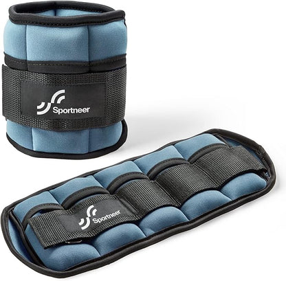 Sportneer Adjustable Ankle/Wrist Weights for Men Women Kids, Weighted Leg & Cuff Strength Training for Yoga Walking Running Aerobics Gym Fitness Physical Therapy (Dusty Blue, 2 lbs (x2))