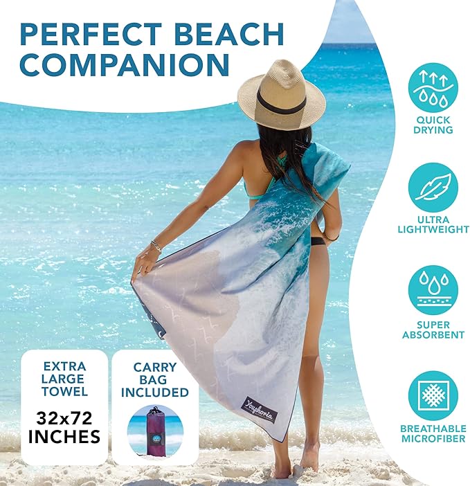 Youphoria Microfiber Travel Towel Fast Drying Lightweight - Quick Dry Towel for Camping, Beach, Backpacking, Hiking & Sport