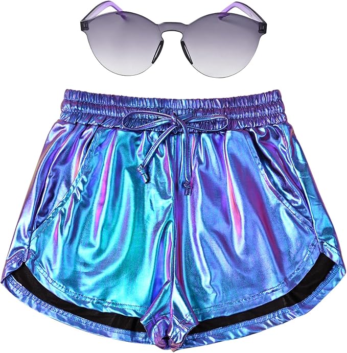 Perfashion Women's Metallic Shorts Summer Sparkly Hot Outfit Shiny Short Pants
