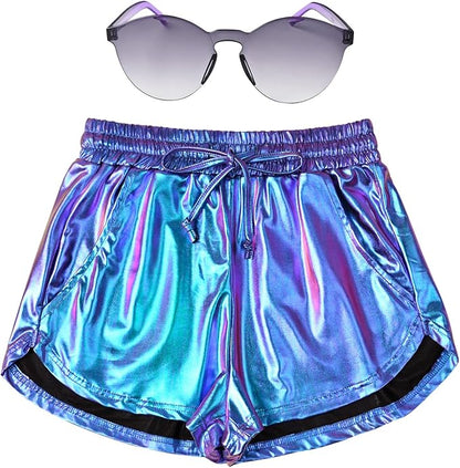 Perfashion Women's Metallic Shorts Summer Sparkly Hot Outfit Shiny Short Pants