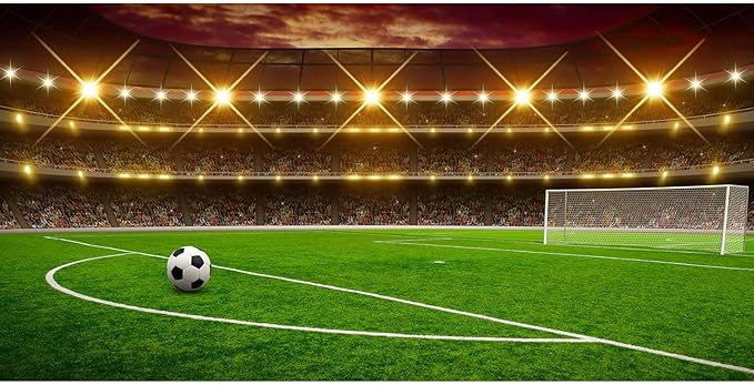 Football Stadium Photography Background Sports Birthday Party Sports Game Party Backdrop Green Glass Football Field Spotlight Lights Children Adult Sports Club Studio Portrait Props 20x10ft