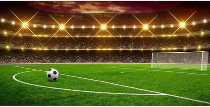 Football Stadium Photography Background Sports Birthday Party Sports Game Party Backdrop Green Glass Football Field Spotlight Lights Children Adult Sports Club Studio Portrait Props 20x10ft