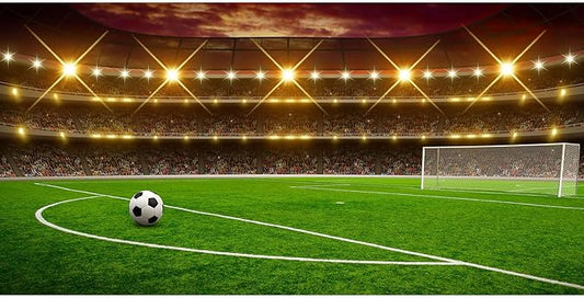 Football Stadium Photography Background Sports Birthday Party Sports Game Party Backdrop Green Glass Football Field Spotlight Lights Children Adult Sports Club Studio Portrait Props 20x10ft