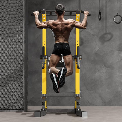 soges Pull Up Bar Dip Station, Power Tower with A Backrest, Adjustable Height Pull Up Bar Stand, Multi-Function Home Gym Strength Training