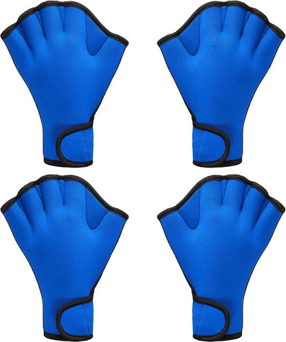 Sumind 2 Pairs Swimming Gloves Aquatic Training Gloves Neoprene Mittens Webbed Fitness Water Aerobics Resistance Training for Women Men Swimming Diving(Large,Blue)