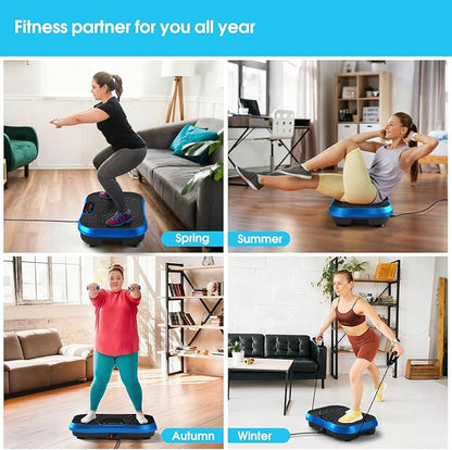 SoftGym Vibration Plate Exercise Machine for Lymphatic Drainage,Power Vibrate Stand Shake Board 450 Lbs Capacity Whole Body Workout Waver with Fitness Resistance Bands Weight Loss Gifts for Women Men