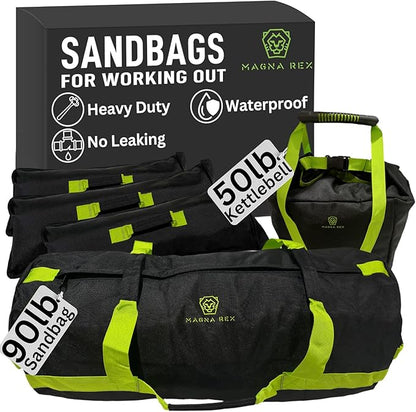 Sandbags for Working Out - 50 to 90 lbs - Adjustable Heavy Duty Equipment for Weight Training - 1 Outer, 3 Inner Sandbags - Portable Tough Workout - Non Slam