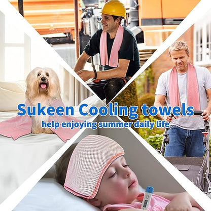 Sukeen 4 Pack Cooling Towel (40"x12") for Sweat, Quick-Drying Cooling Neck Wraps, Soft Breathable Cooling Towels for Neck and Face, Chilly Gym Towels for Sport, Camping, Hiking