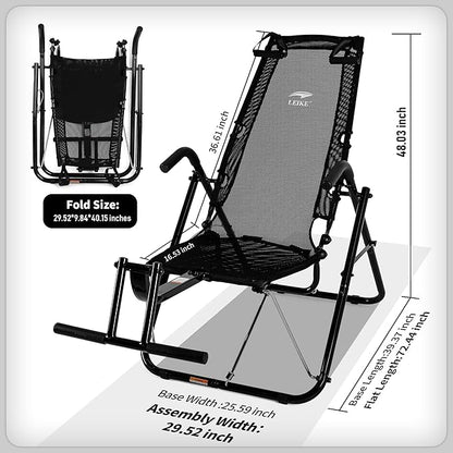 leikefitness Ab Exercise Chair Core Strengthening Lightweight Foldable Sport Abdominal Exerciser Strength Training Inversion Equipment (Black)