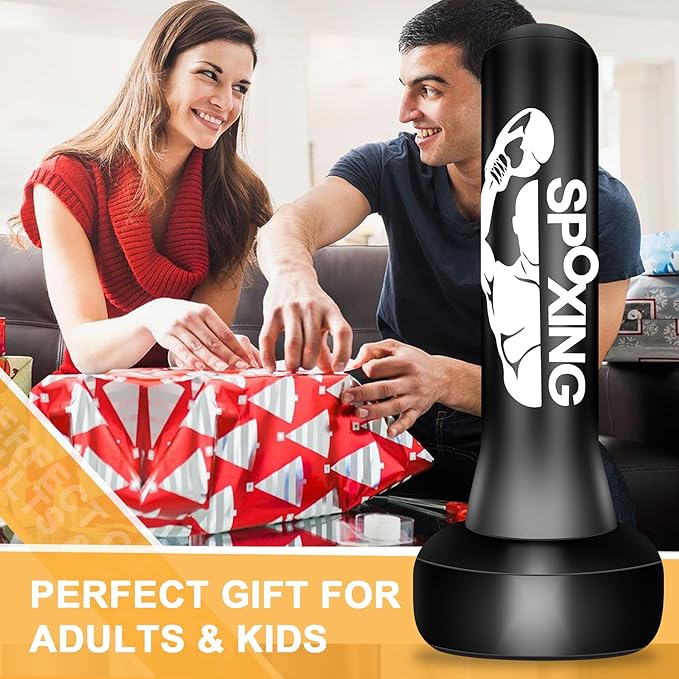 Freestanding Punching Bags for Adults Teens - 70" Heavy Bag with Stand Men Standing Boxing Inflatable Kickboxing Training MMA Muay Thai Fitness