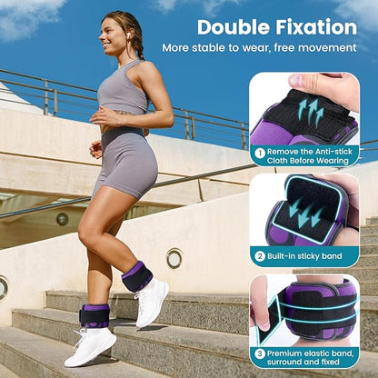 Sportneer Ankle Weights for Men Women Strength Training, 4/10 lbs Pair Leg Weights Set Comfortable and Soft Perfect for Dancing Running Walking Fitness Workout