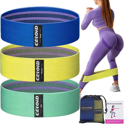 Resistance Bands Set, Exercise Bands with Non-Slip Design for Hips & Glutes, 3 Levels Workout Bands for Women and Men, Booty Bands for Home Fitness, Yoga, Pilates