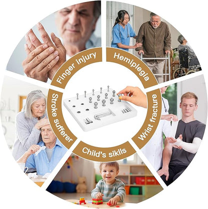 Wooden Pegboard for Finger Dexterity, Finger Strength Trainer for Hand Grip Strengthener Targeted Strength, Relief & Recovery– for Men, Women, and Seniors