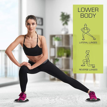 Nicole Miller Exercise Sliders for Fitness Workout [2PK], Double Sided Gilder Strength Slides Discs Work Smoothly on Any Surface for Stretch Strength Core Exercise