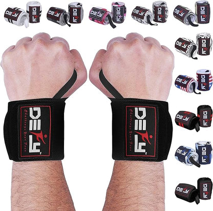 DEFY Fitness Wrist Wraps 18" Professional with Thumb Loops- Premium Quality, Strong Fastening Straps- Men & Women – Best for Weightlifting, Powerlifting,Strength Training