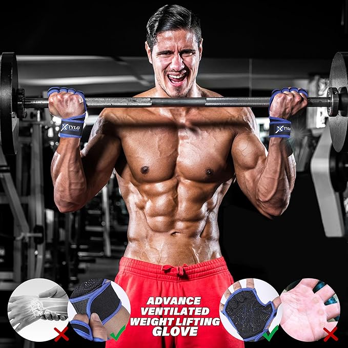 Xtylo Int Workout Gloves for Men & Women Weight Lifting Gloves with Wrist Support, Full Palm Protection, Non-Slip Grip–Gym,Training, Rowing, Cycling, Fitness Sizes S,M,L,XL