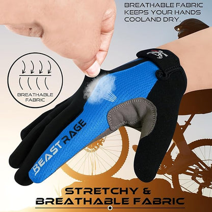 BEAST RAGE Half Finger Cycling Gloves for Men Women, Gel Padded Anti-Slip Shock Absorbing Weight Lifting Gym Gloves Cycle Mountain Bike Gloves for MTB, Biking, Hiking