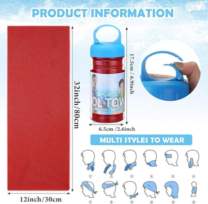 12 Pack 32 x 12 in Cooling Towels Bulk for Neck and Face Microfiber Ice Towel Sweat Towels Breathable Soft Chilly Towel Portable Cool Neck Rags for Yoga Sport Gym Workout Fitness
