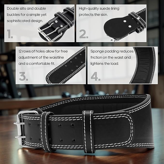 Women's Weight Lifting Belt 4 Inch Wide, Gym Powerlifting Belt for Women with Padded Lumbar Support, Adjustable Fitness Belt for Deadlift, Squats, Cross Training & Workout