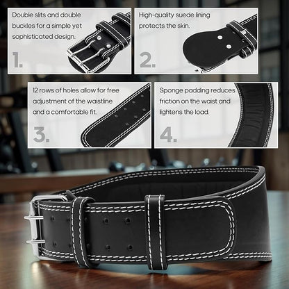 Women's Weight Lifting Belt 4 Inch Wide, Gym Powerlifting Belt for Women with Padded Lumbar Support, Adjustable Fitness Belt for Deadlift, Squats, Cross Training & Workout