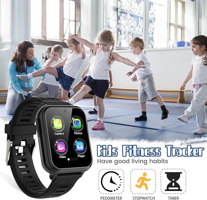 Kids Smart Watch Boys, Kids Smart Game Watch with 39 Games HD Touch Screen Video Camera Music Player Pedometer Flashlight Alarm Clock 12/24 hr Kid Watches for Boy Gifts for 5-12 Year Olds Boy Girl
