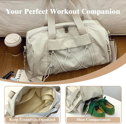 Small Gym Bag for Women, Travel Duffle Bag Carry On Weekender Bag with Shoe Compartment Overnight Gym Tote Personal Item Bag for Men