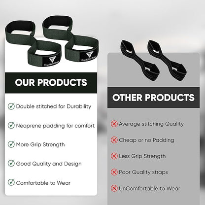 Weight Lifting Straps Figure 8, Anti Slip Strap with cuffs wrist Support for Gym Workout Deadlift Powerlifting Bodybuilding Weightlifting, Fitness Strength Training, Hand Bar Grip for Men