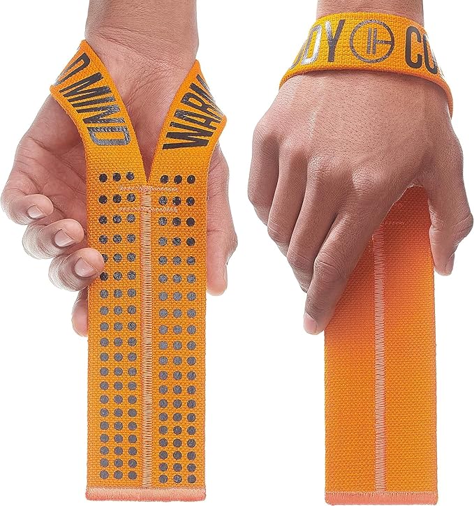 WARM BODY COLD MIND V1 Lifting Wrist Straps for Olympic Weightlifting - Rated at 660 lb - Hand Wraps for Powerlifting, Weight Lifting, Bodybuilding Functional/Cross Training, Deadlift Gym Bar, Cotton