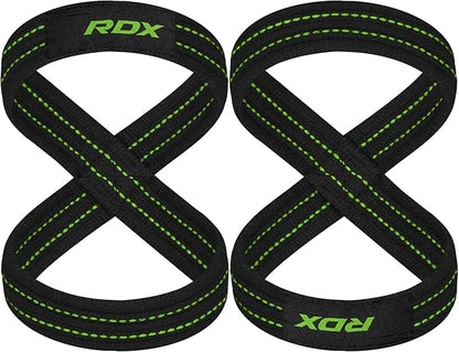 RDX Weight Lifting Straps Figure 8, Anti Slip Strap with Cuffs Wrist Support for Gym Workout Deadlift Powerlifting Bodybuilding Weightlifting, Fitness Strength Training, Hand Bar Grip for Men