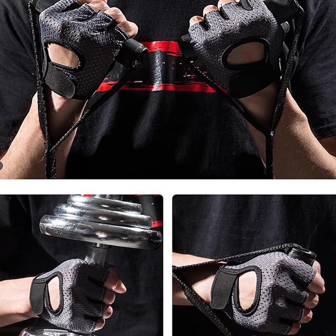 IZUS Anti-Slip Fingerless Workout Gloves for Women Gym/Exercise/Fitness/Training/Cycling with Excellent Grip/Cushion-Pads