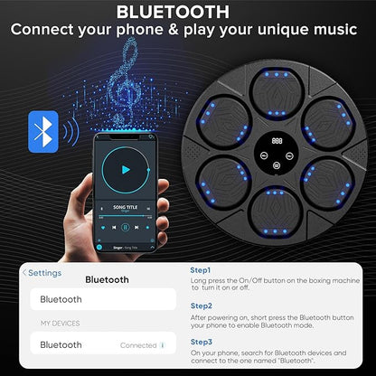 Music Boxing Machine Kit Wall Mounted Smart Boxing Machine & Counter Complete Boxing Kit More Than a Standard Punching Machine for Adults & Youth Bluetooth Punching Machine for Home Boxing Training