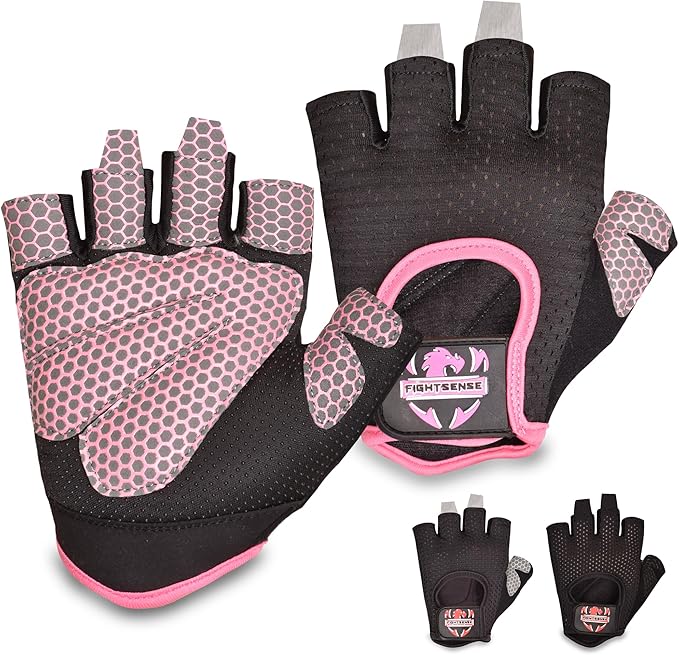 FIGHTSENSE Weight Lifting Gloves with Full Palm Protection, Workout Gloves for Men Women, Breathable Exercise Gym Gloves for Weightlifting, Fitness, Cycling, Pull ups, Deadlifting