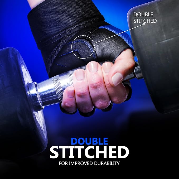 DXM SPORTS Weight Lifting Gym Workout Gloves with Wrist Wrap Support for Men & Women, Full Palm Protection Exercise Gloves for Weightlifting, Training, Fitness, Hanging, Pull ups