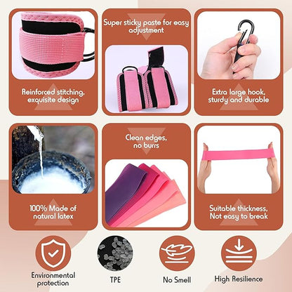 Ankle Resistance Bands with Cuffs, Home Gym Workout Equipment, Lifting Glute Butt Exercise Equipment for Women, Ankle Weights Fitness Band Set