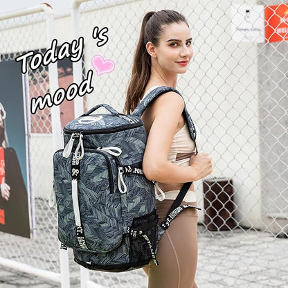 Gym Duffle Bag Backpack with Shoe Compartment,4 ways Travel Backpack for Women and Men,Multi-Functional Weekender bag with Waterproof Layer&Laptop Compartment for Fitness, Travel,Camping