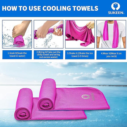 Sukeen Cooling Towels for Neck and Face (40"x12"), Soft Breathable Cooling Towel, Sweat Towel for Gym, Sport, Running, Workout, Camping, Hiking, Fitness, Workout & More Activities
