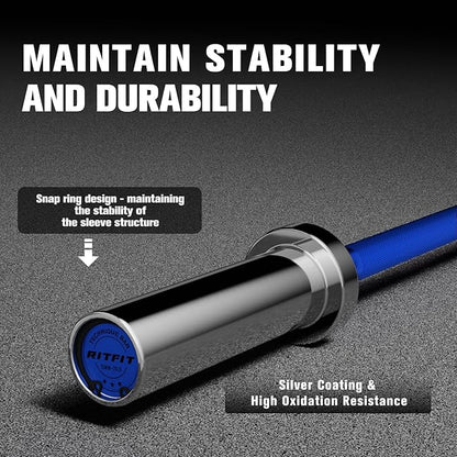 RitFit Barbell Weight Set - 4/6FT Olympic Barbell with Weight Plates (55-115LB Total) - Weightlifting Equipment for Squats, Curls, Deadlifts, Presses, Hip Thrusts
