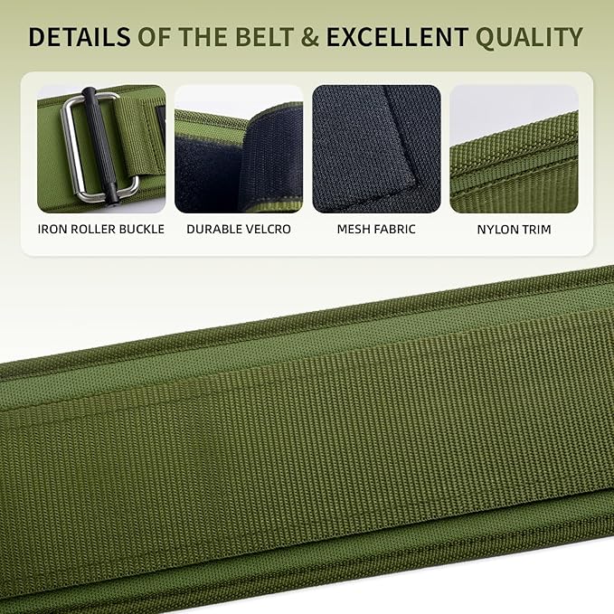 Durable Weight Lifting Belt, 4'' Wide Gym Belt for Bodybuilding, Powerlifting, Squats, Deadlift - Provides Lumbar Support & Stability for Men & Women