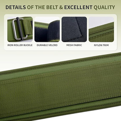 Durable Weight Lifting Belt, 4'' Wide Gym Belt for Bodybuilding, Powerlifting, Squats, Deadlift - Provides Lumbar Support & Stability for Men & Women